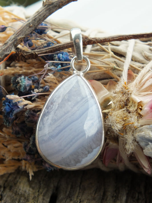 Sterling Silver Blue Lace Agate Pendant