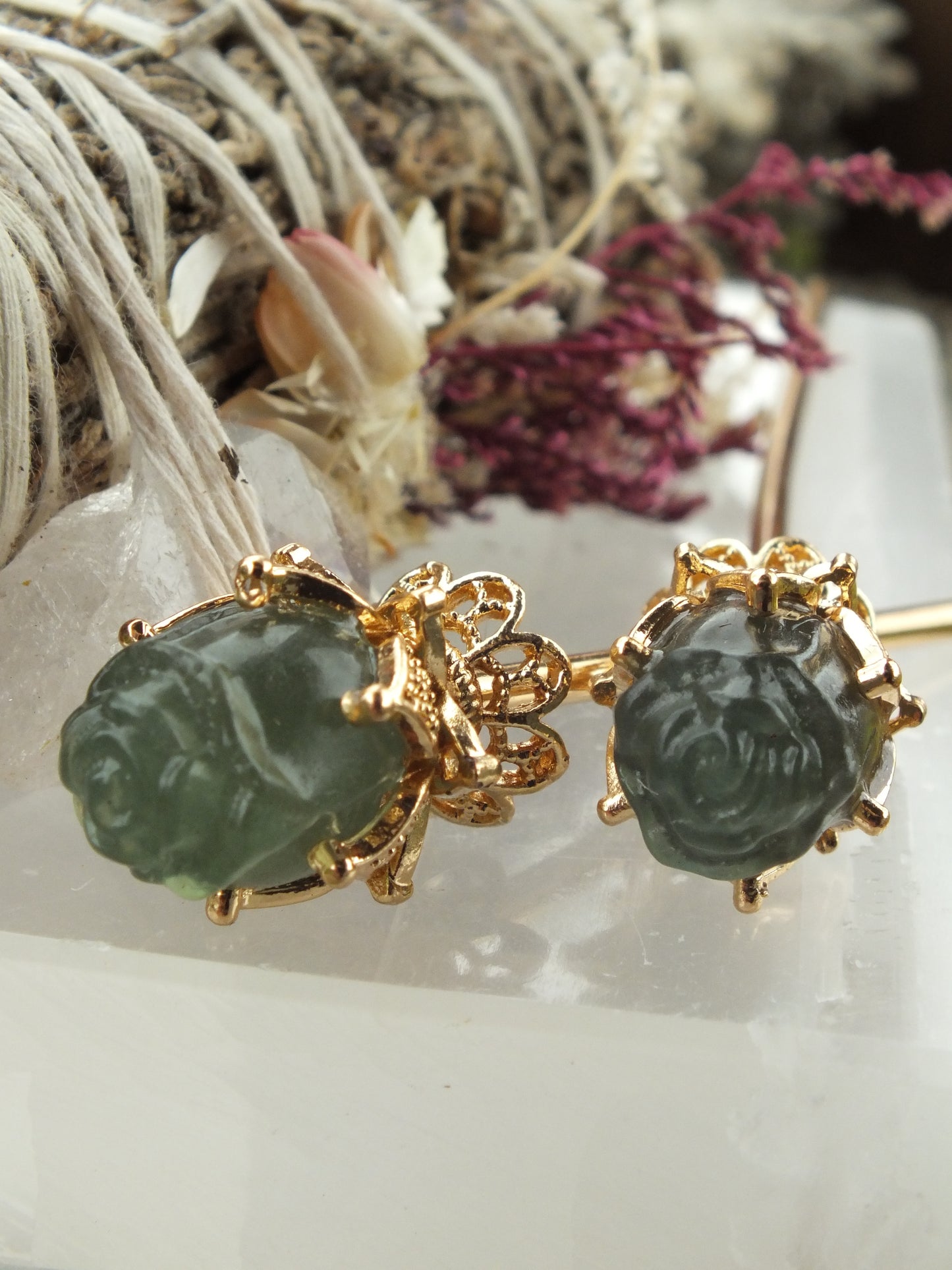 Dark Green Fluorite Hair Pin