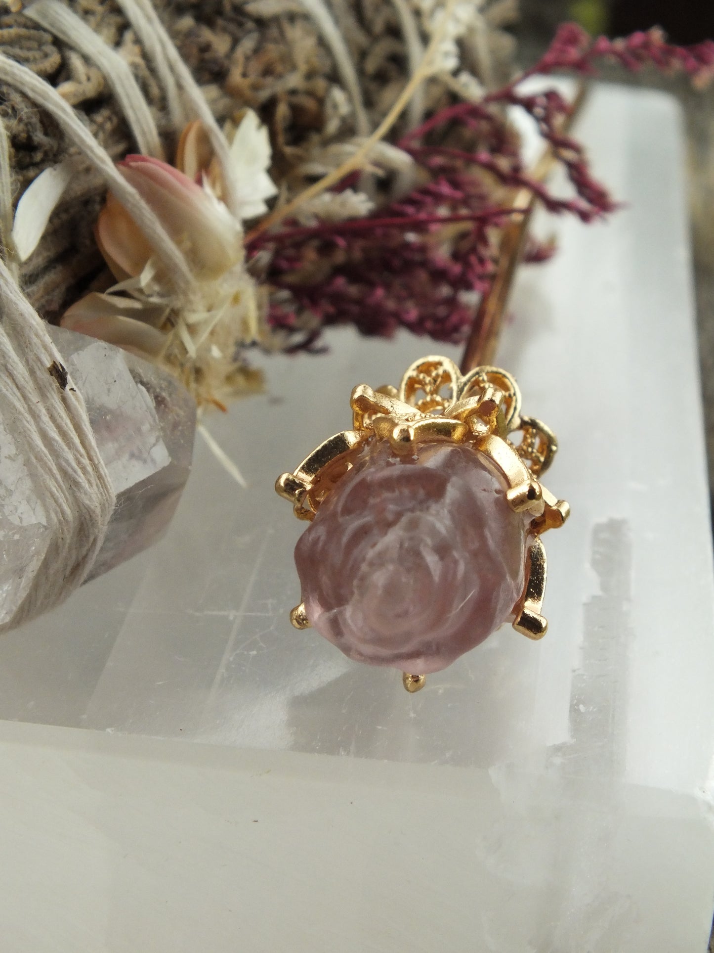 Rainbow Fluorite Rose Hair Pin