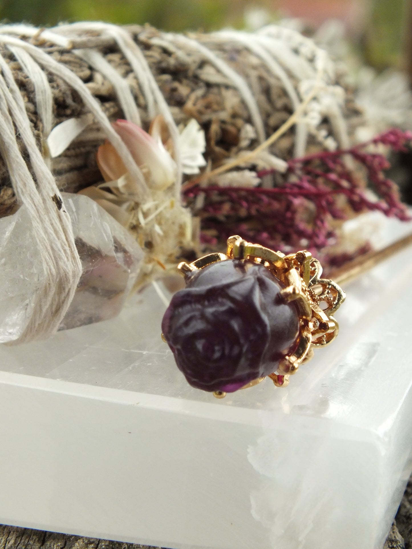 Dark Purple Fluorite Hair Pin