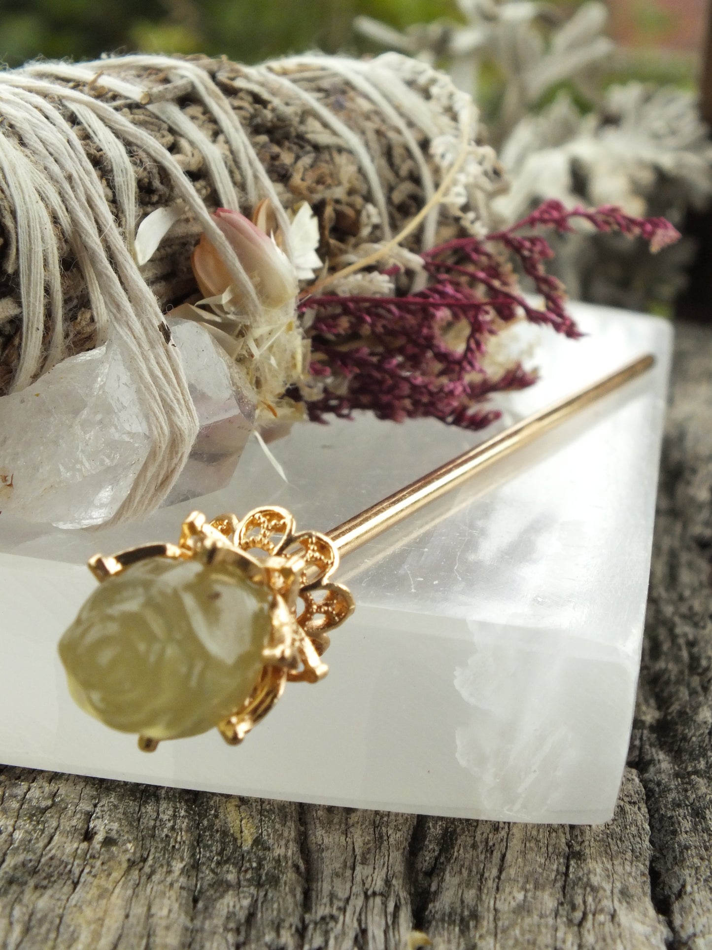 Light Green Fluorite Hair Pin