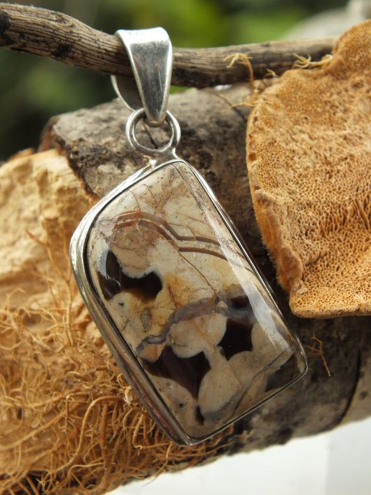 Sterling Silver Peanut Wood Pendant