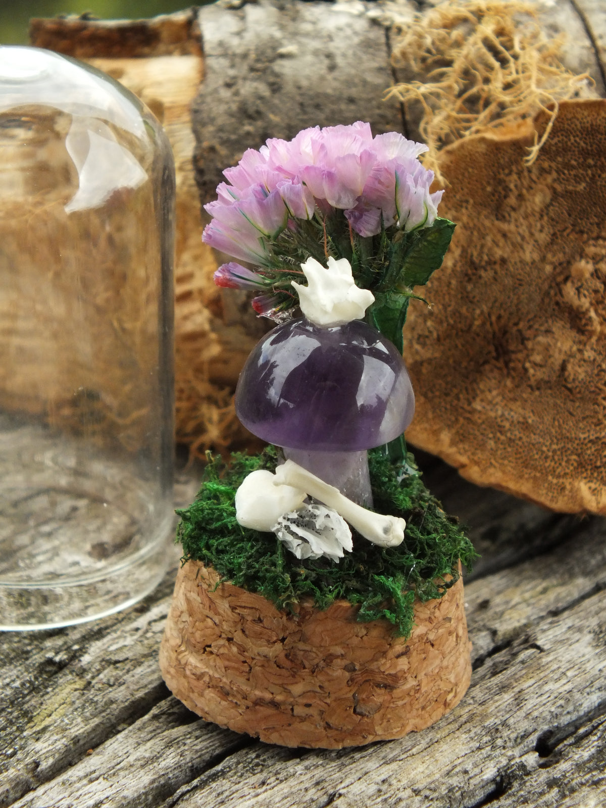Rat Bones & Amethyst Mushroom Mini Dome