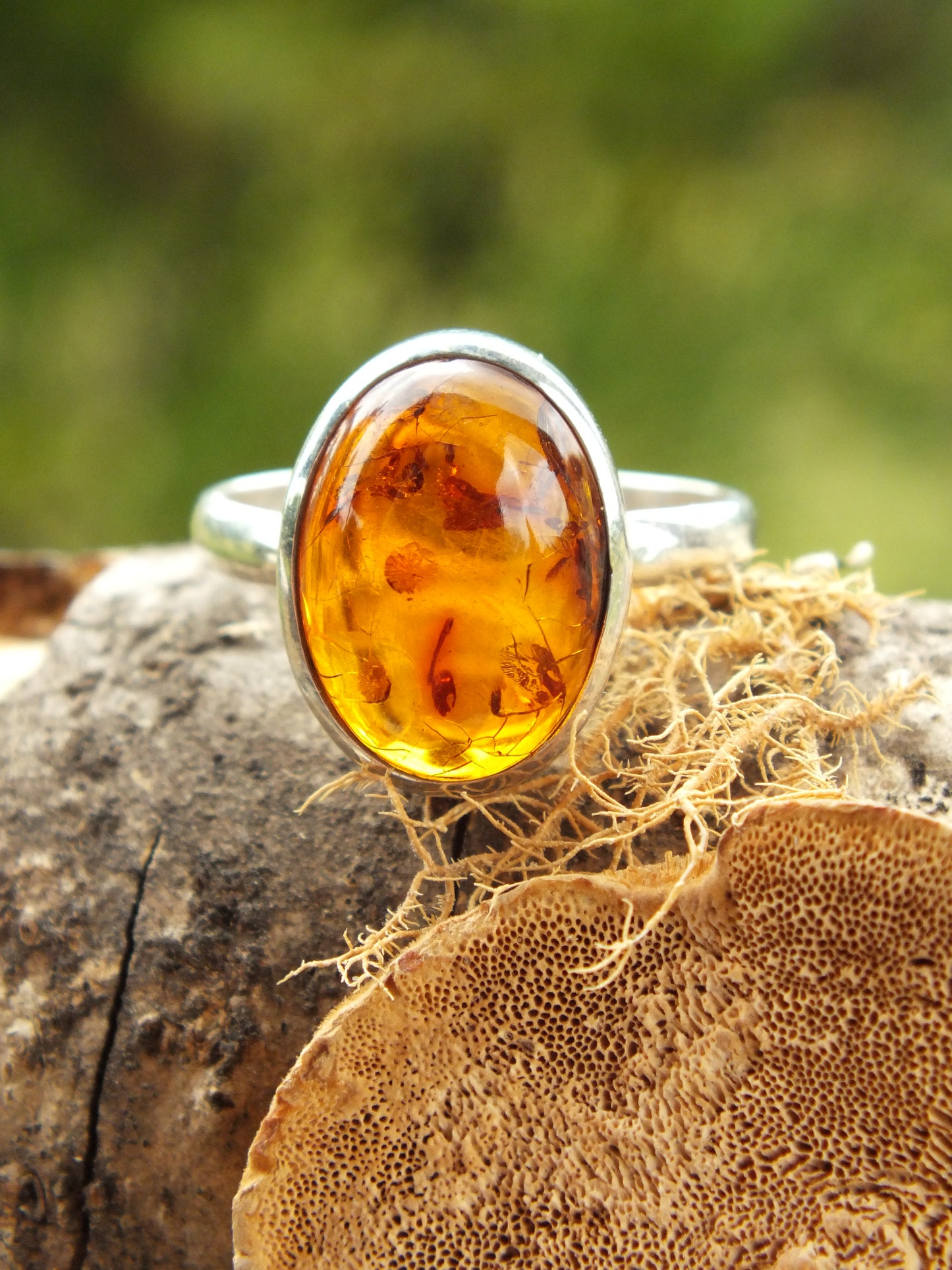 Sterling Silver Amber Ring