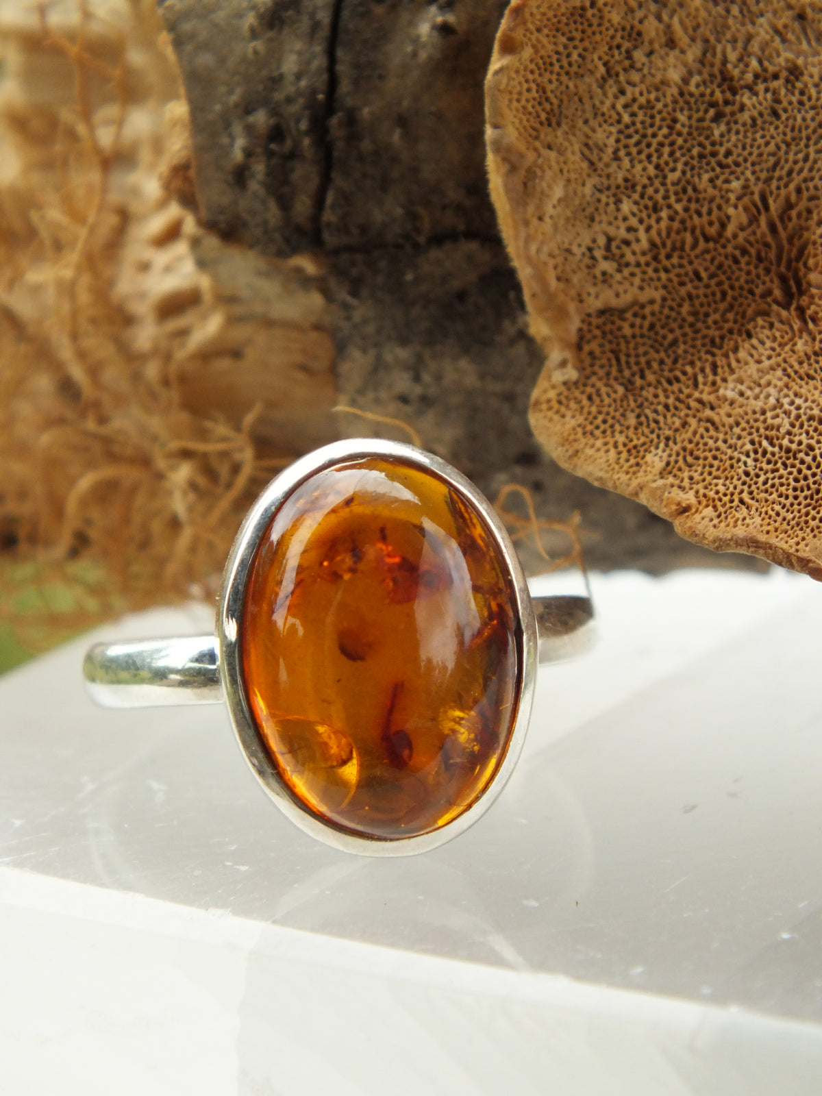 Sterling Silver Amber Ring