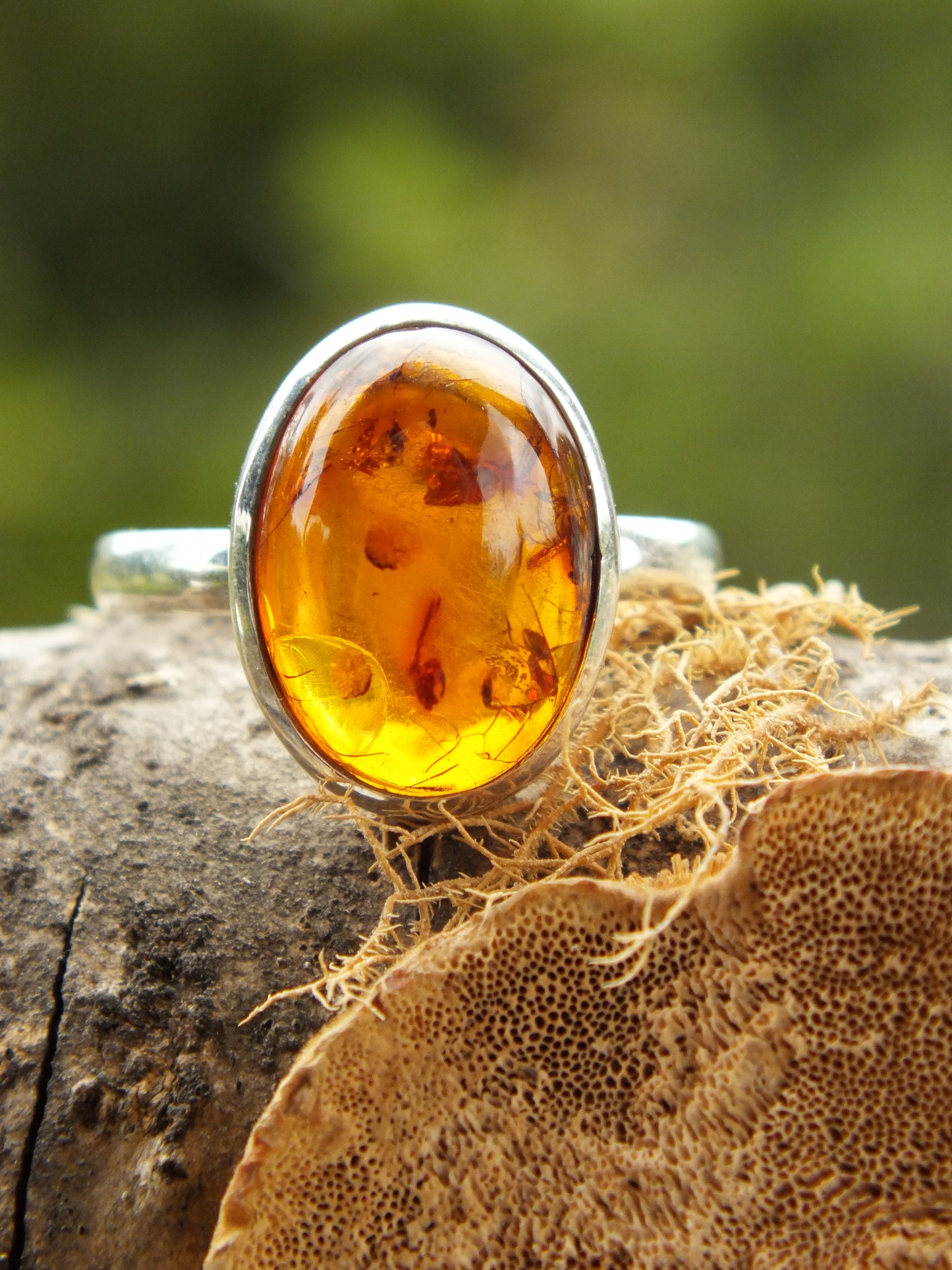 Sterling Silver Amber Ring