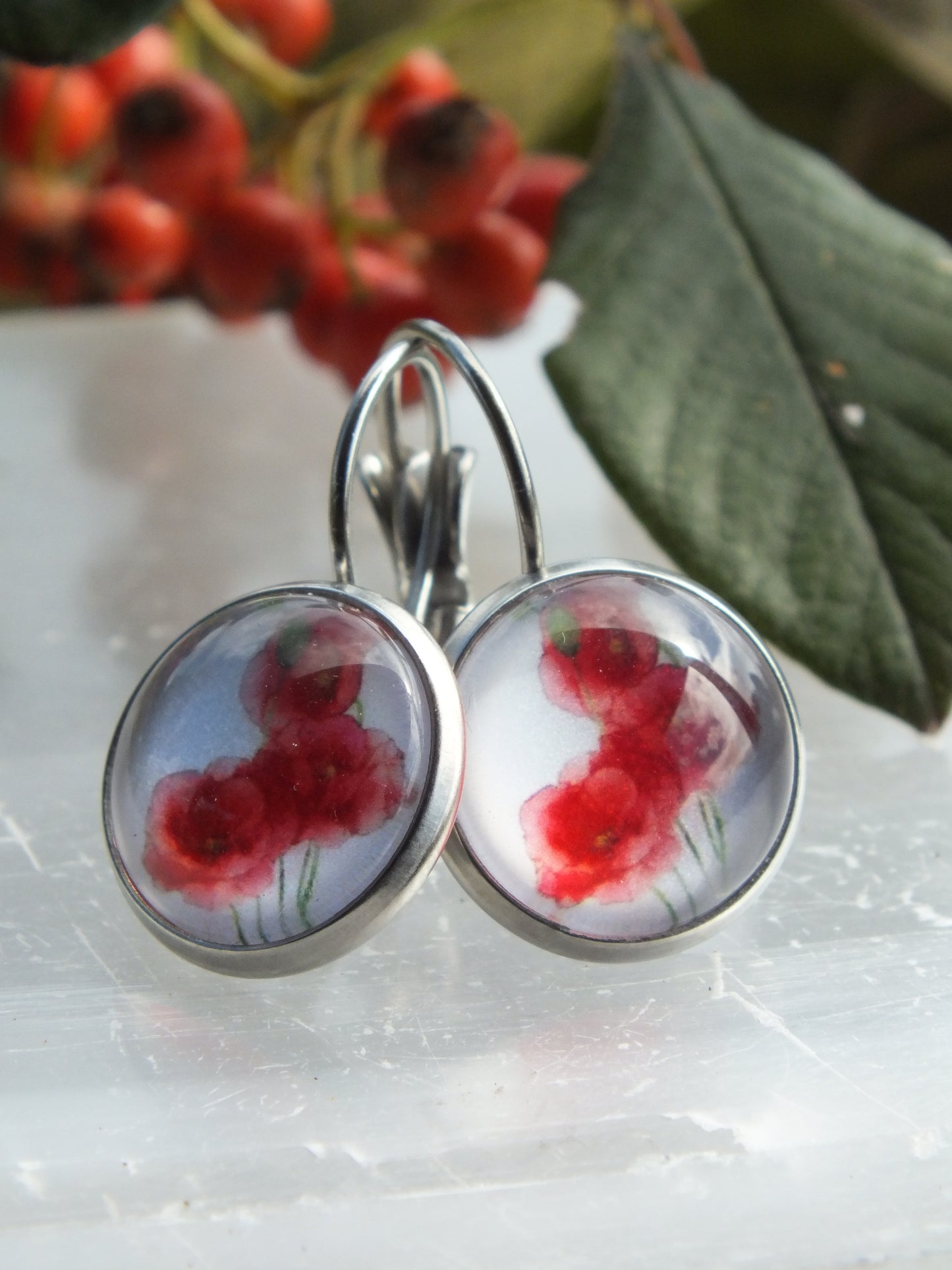 Poppy Cabochon Earrings