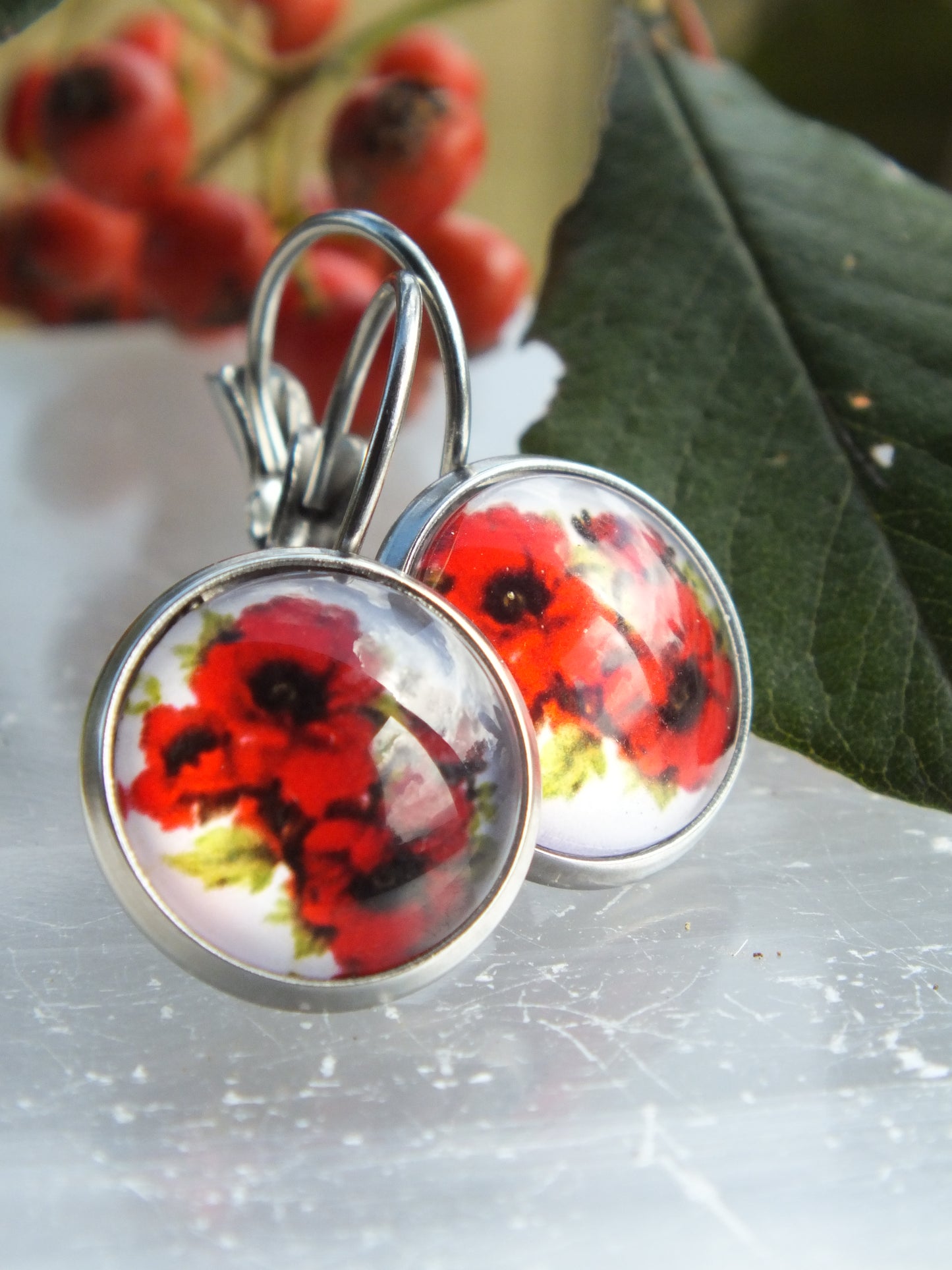 Poppy Cabochon Earrings