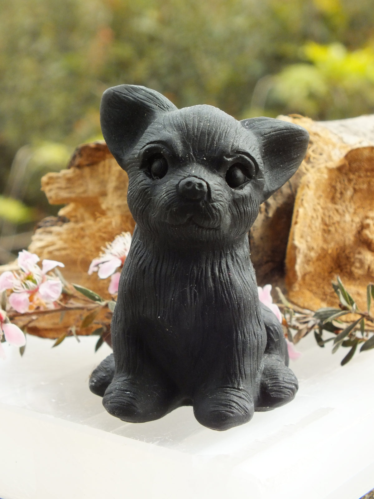 Obsidian Chihuahua Carving