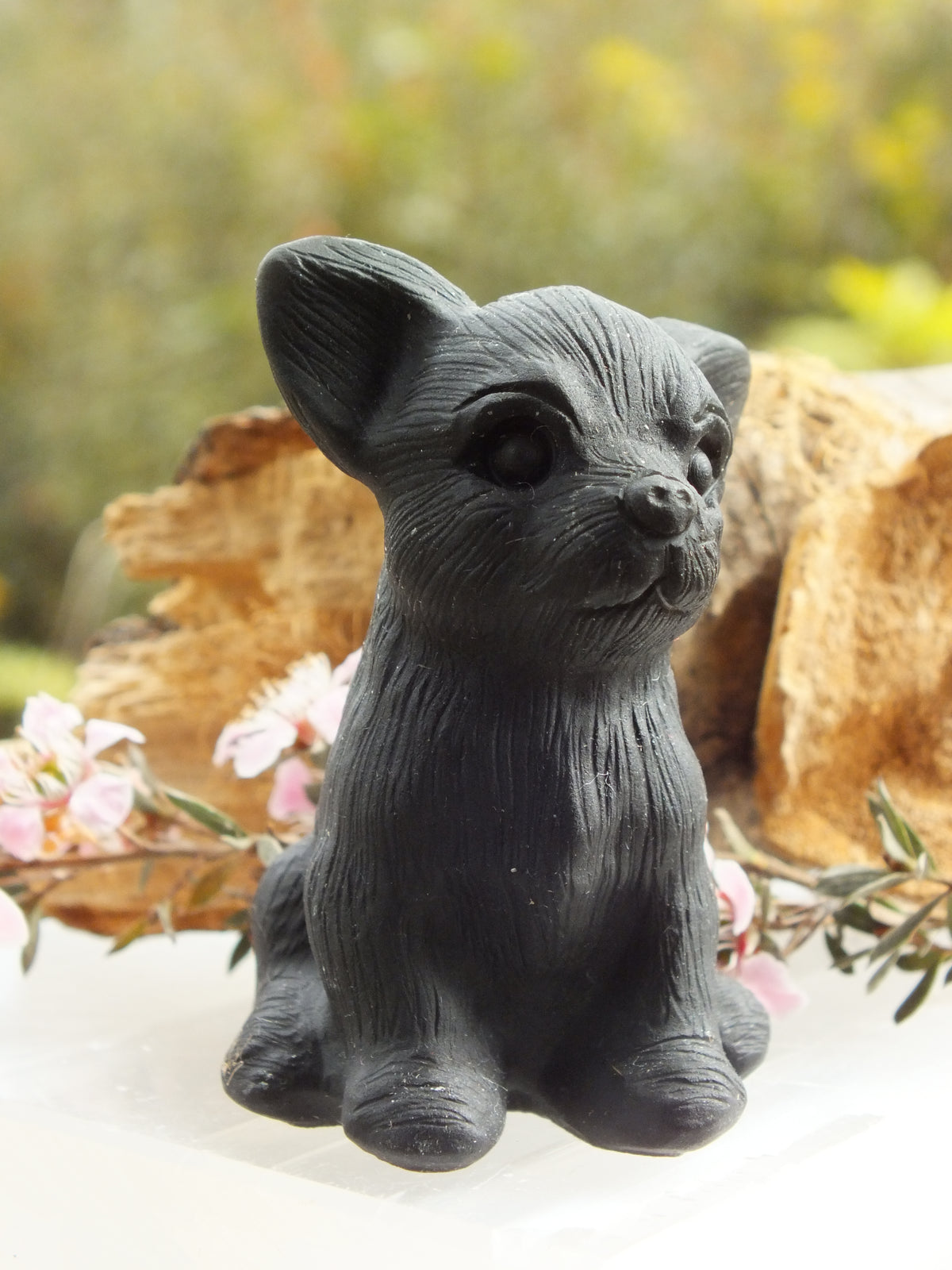 Obsidian Chihuahua Carving