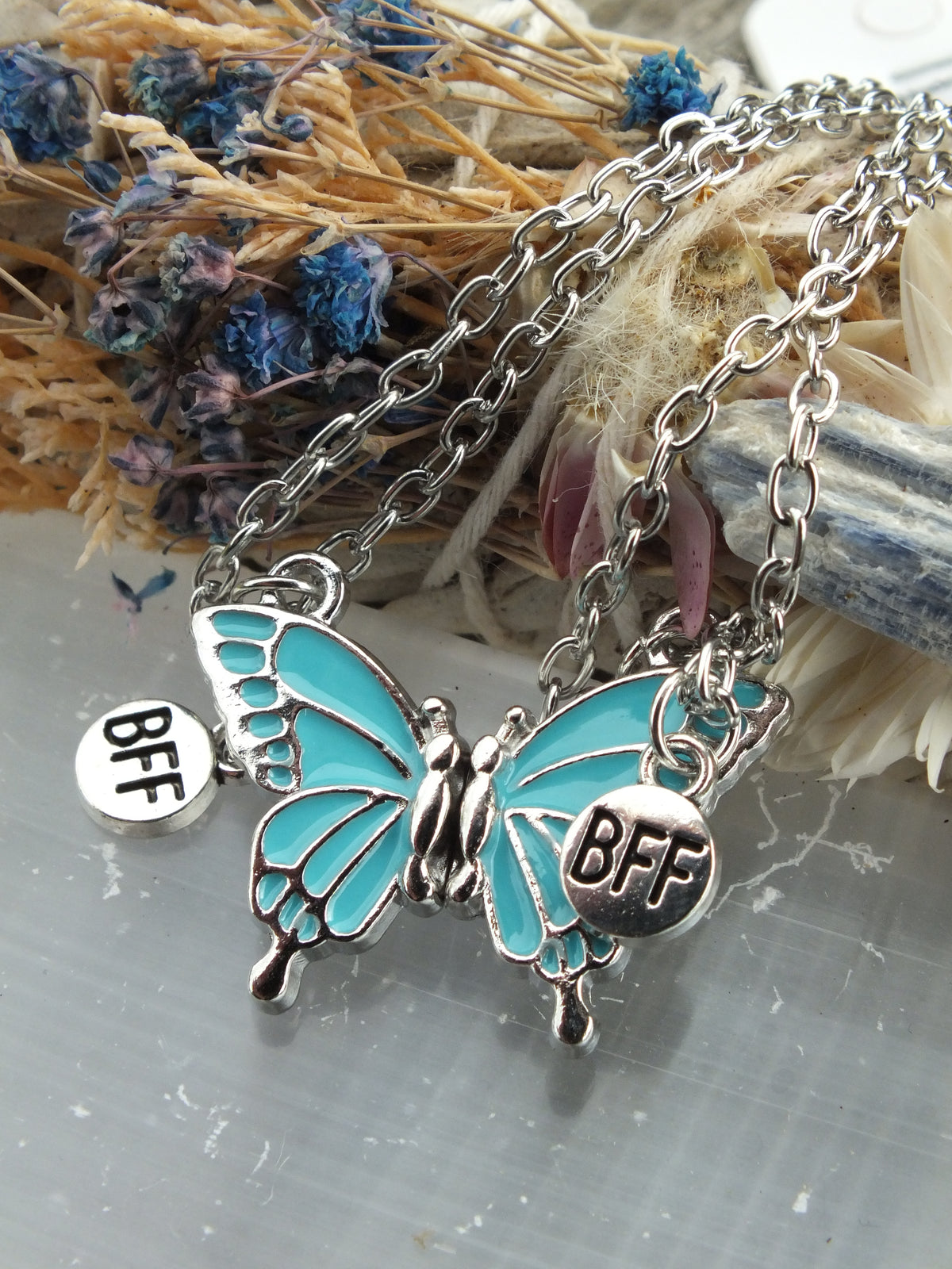 2pcs/Set Butterfly Friendship Necklace