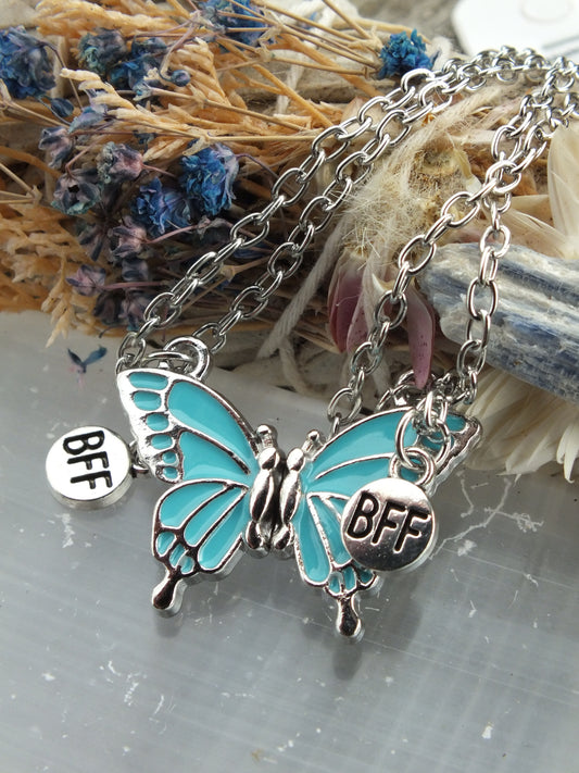 2pcs/Set Butterfly Friendship Necklace