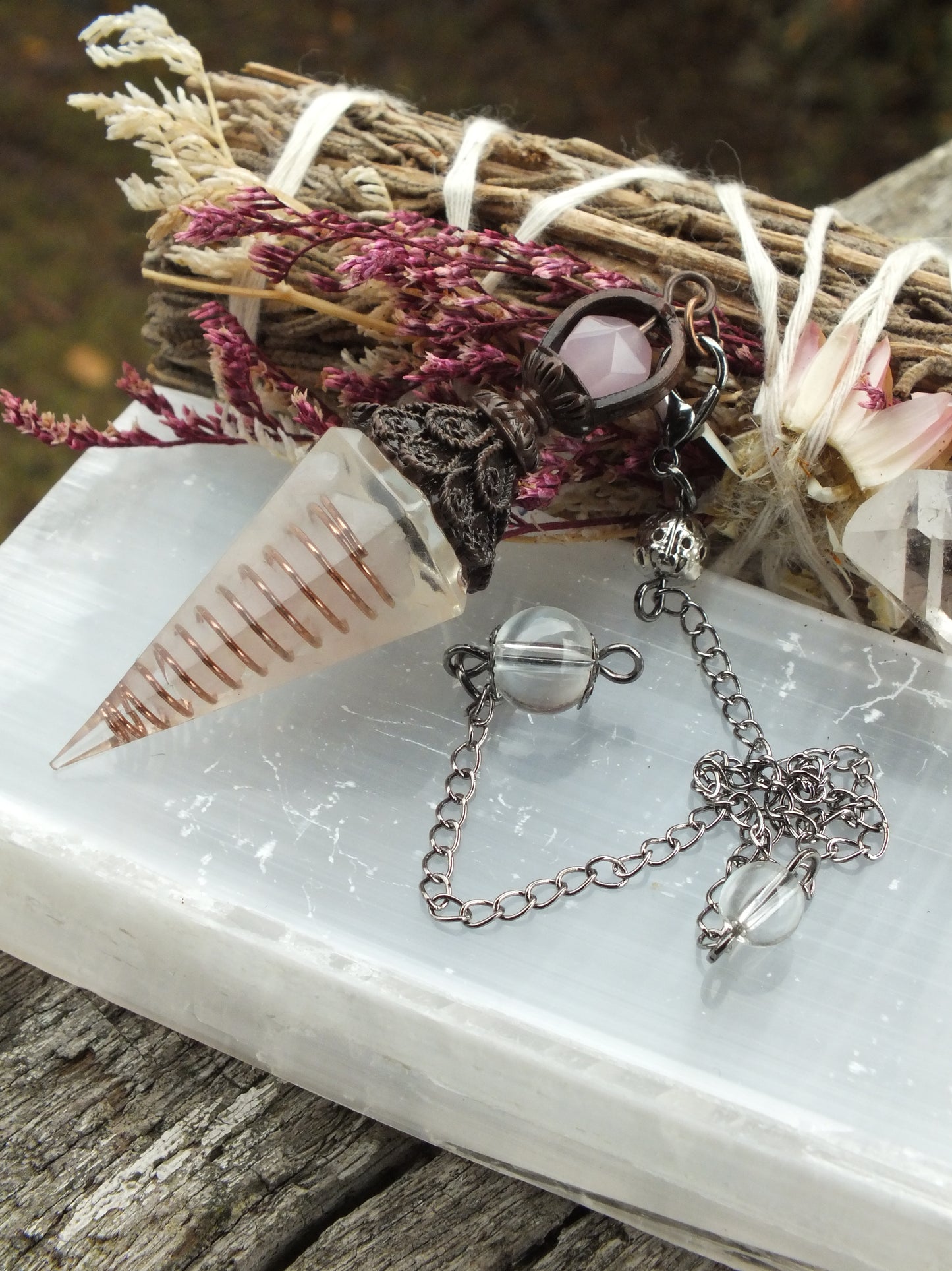 Rose Quartz Orgone Pendulum