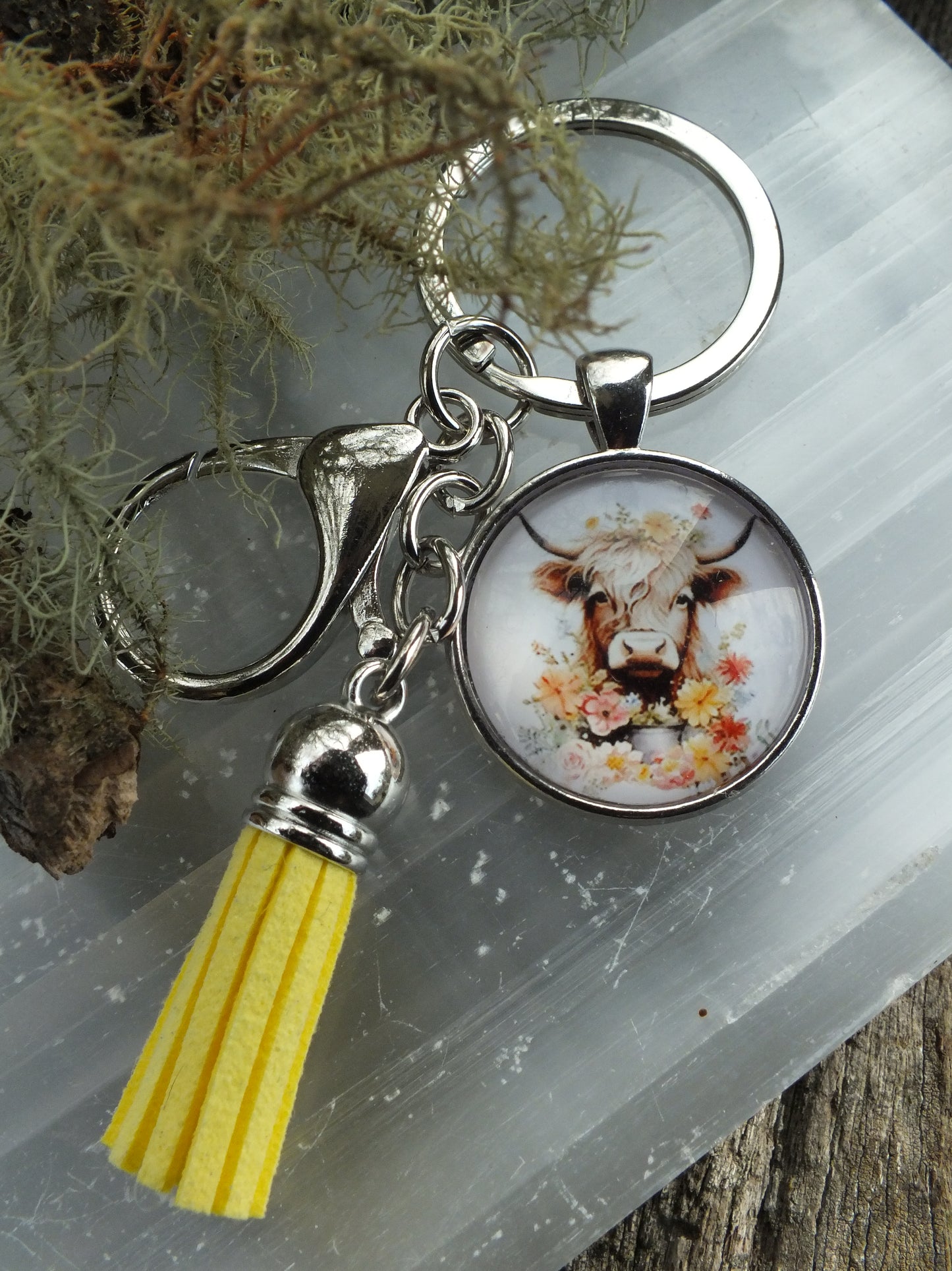 Highland Cow Cabochon Keyring