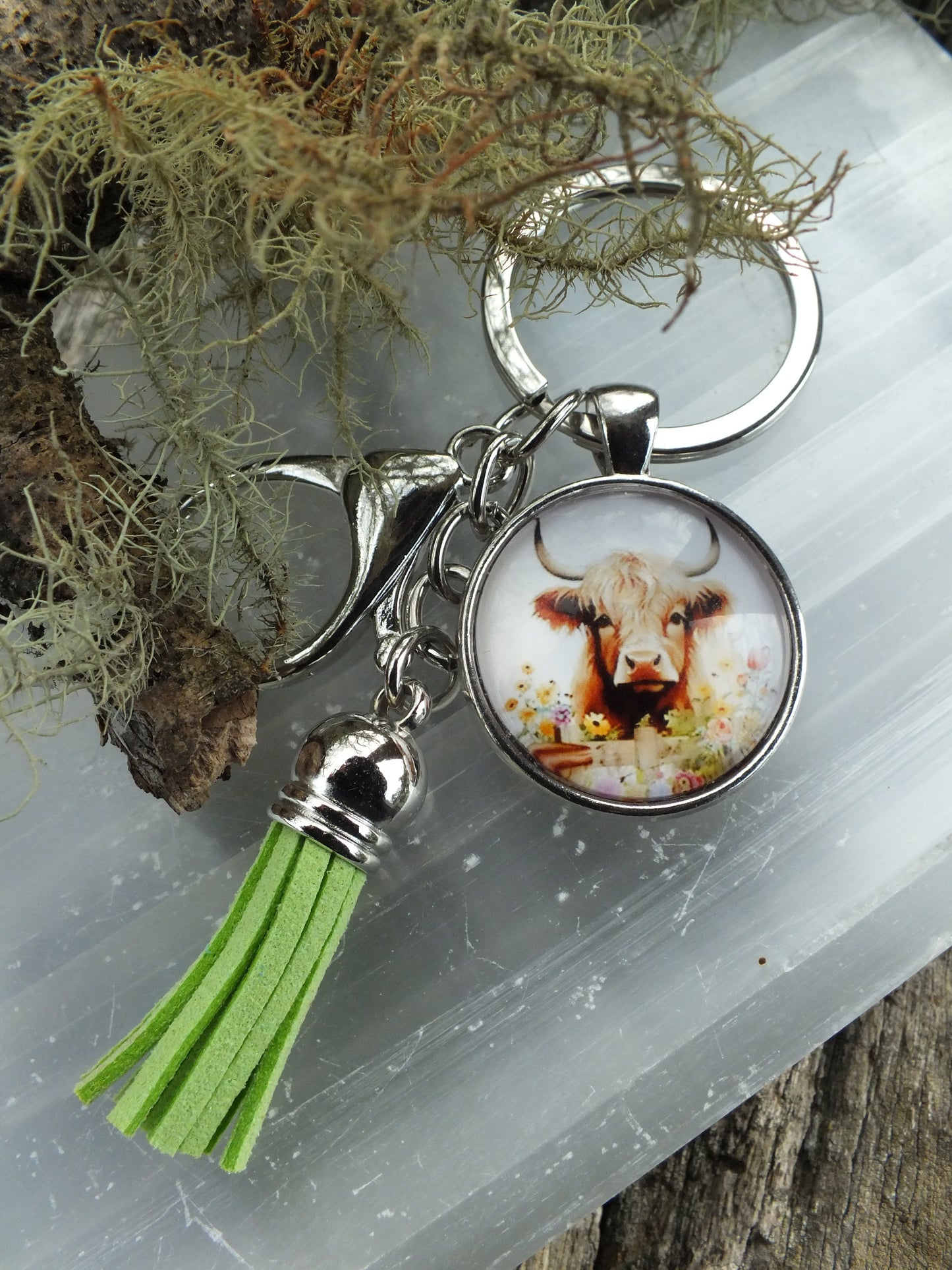 Highland Cow Cabochon Keyring