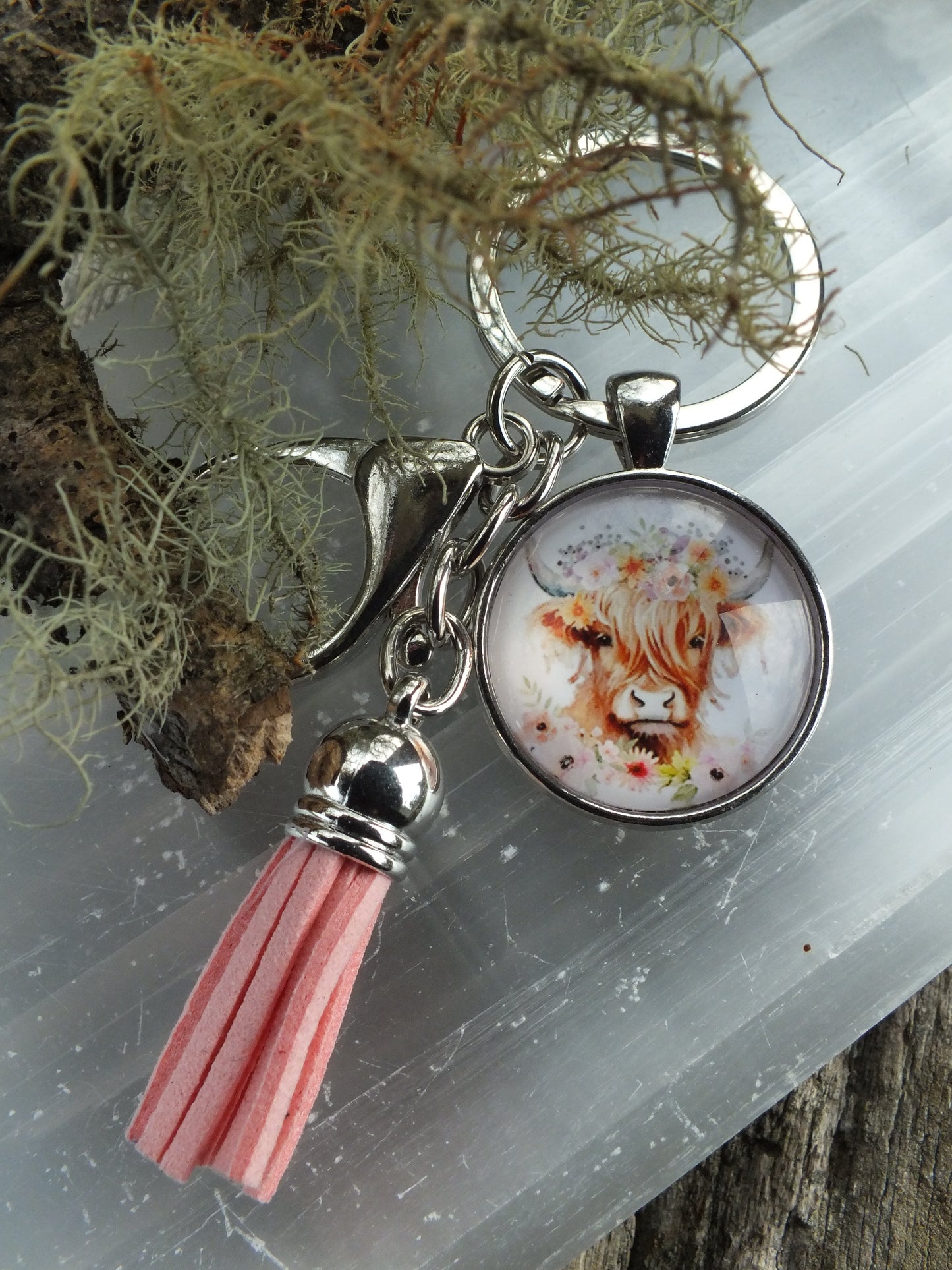 Highland Cow Cabochon Keyring