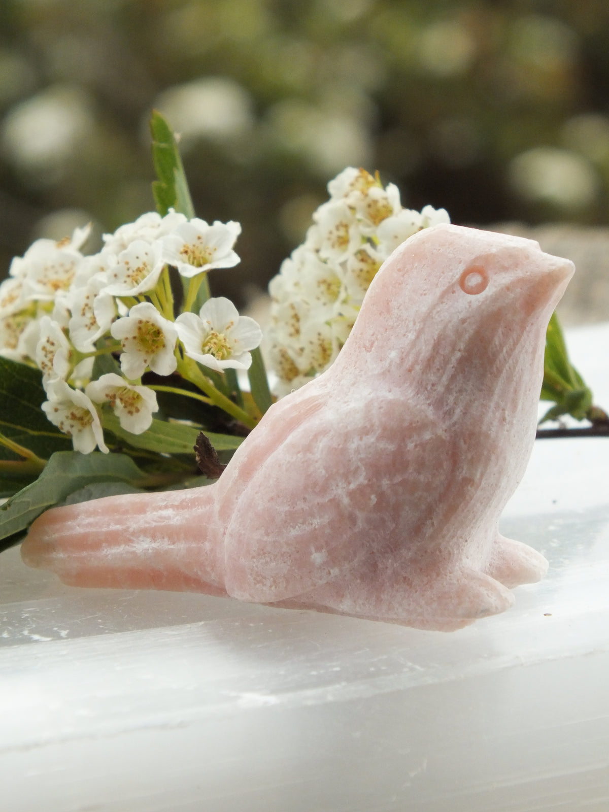 Carved Pink Opal Bird
