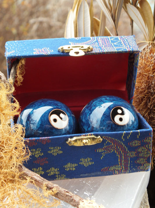 Yin Yang Baoding Balls - Blue/Large