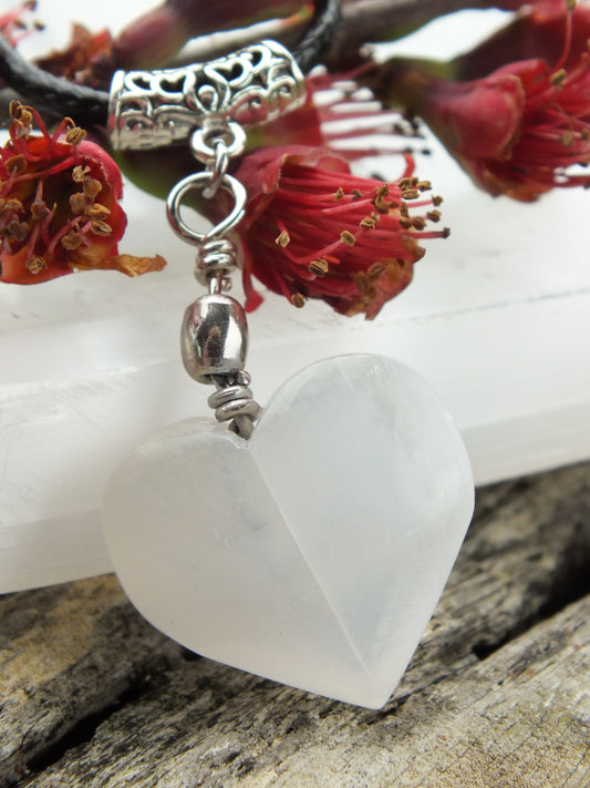 Selenite Heart Necklace (Small)