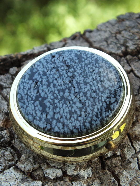 Snowflake Obsidian Pill Box