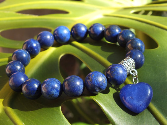 Lapis Lazuli with Agate Stone Heart Bracelet