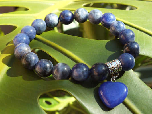 Sodalite with Agate Stone Heart Bracelet