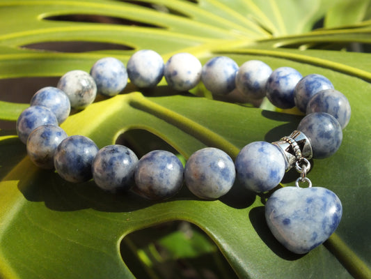 Denim Lapis Stone Heart Bracelet