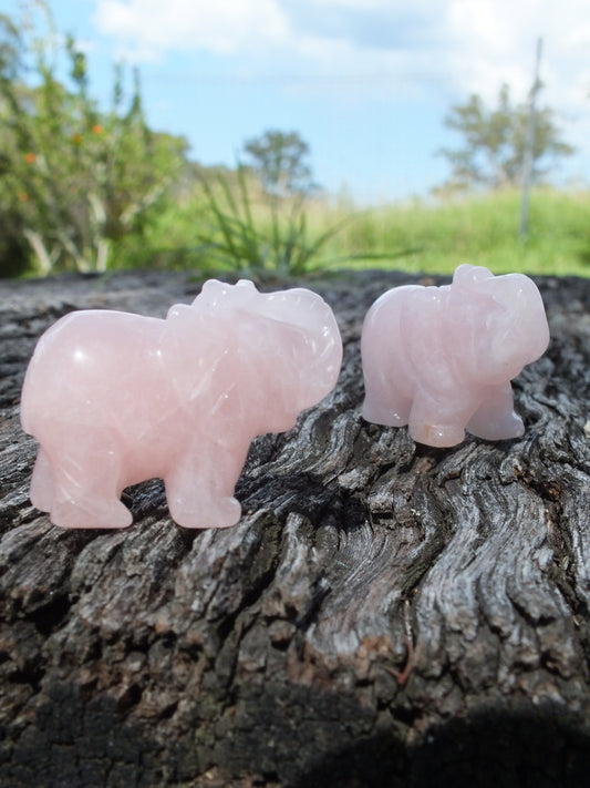 Carved Rose Quartz Elephant