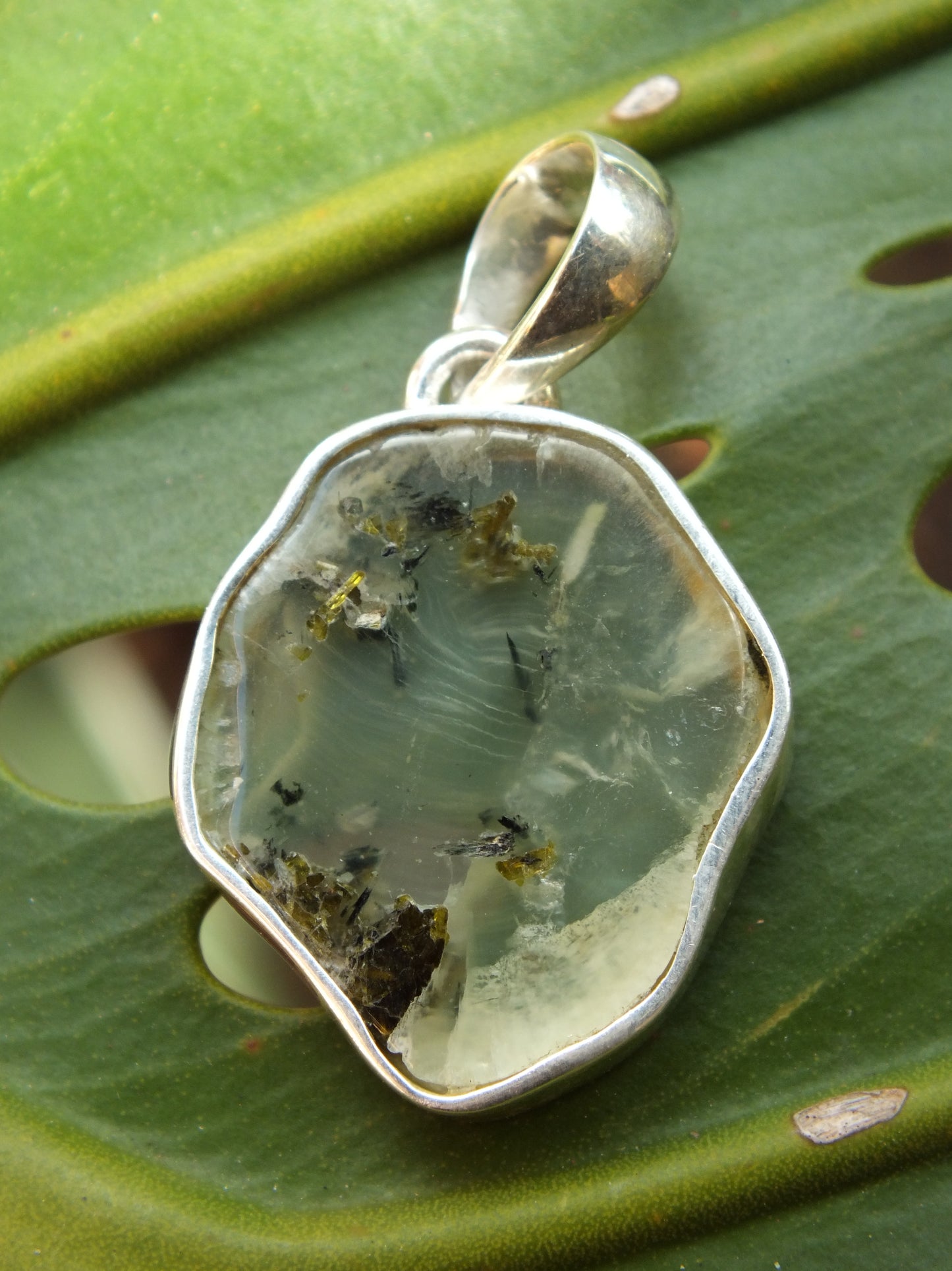 Sterling Silver Prehnite Pendant