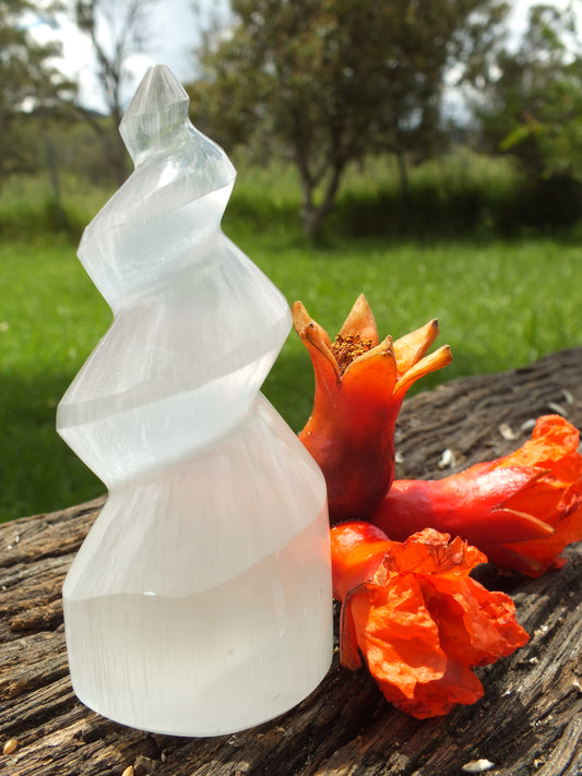 Selenite "Unicorn Horn" Spiral (Small)