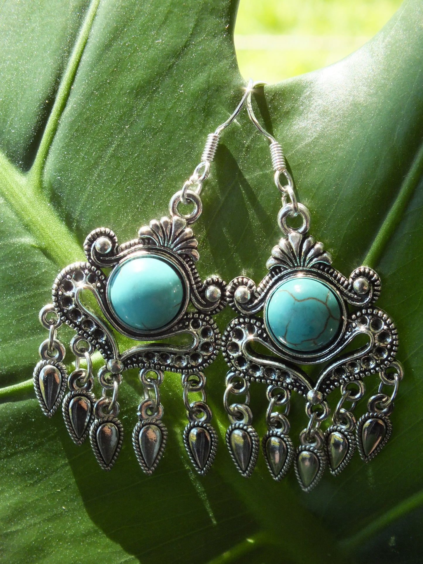 Boho Turquoise Howlite Earrings