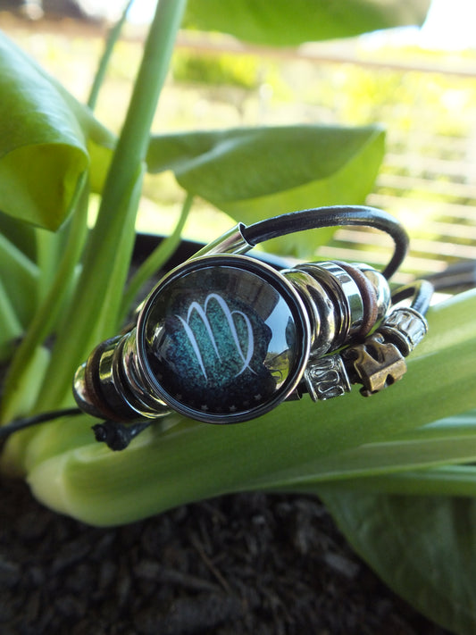 Virgo Leather Snap Button Bracelet