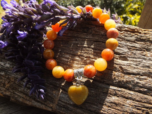 Topaz Jasper with Agate Stone Heart Bracelet