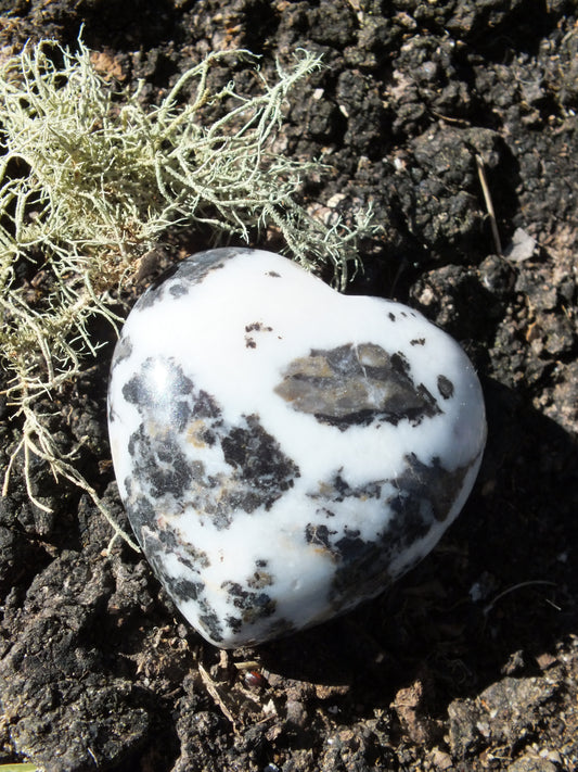 Zebra Jasper Puff Heart