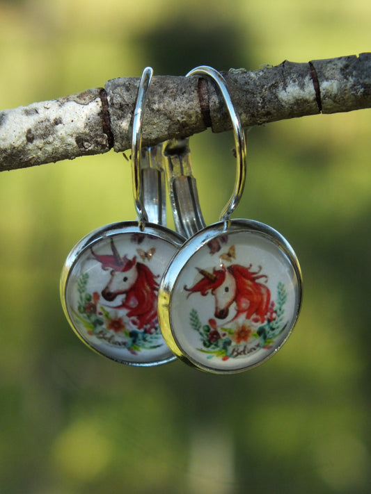 Unicorn Cabochon Earrings