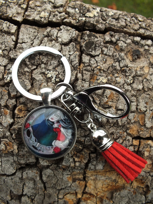 Lady In Red on The Moon Keyring