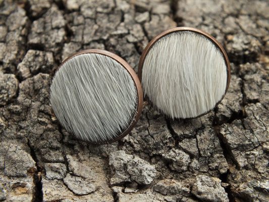 White Cattle Hide Stud Earrings