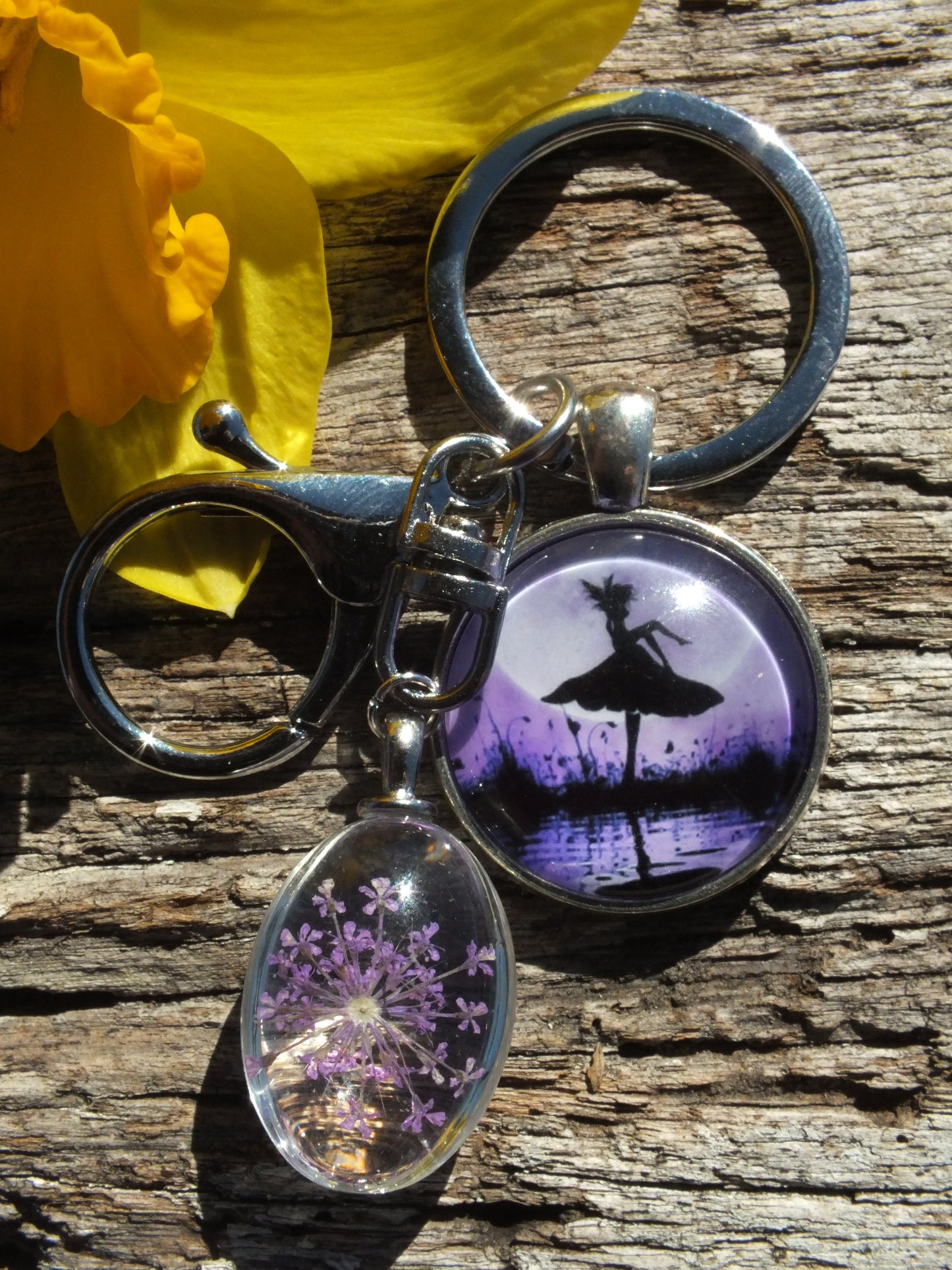 Purple Flower Fairy Keyring