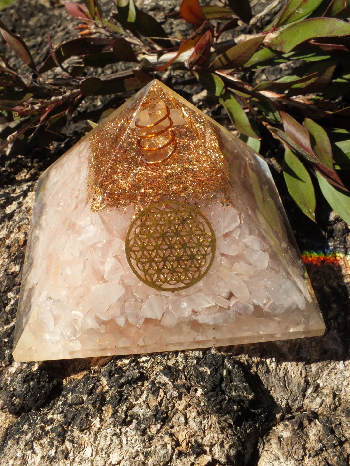 Rose Quartz & Quartz Sacred Geometry Orgonite