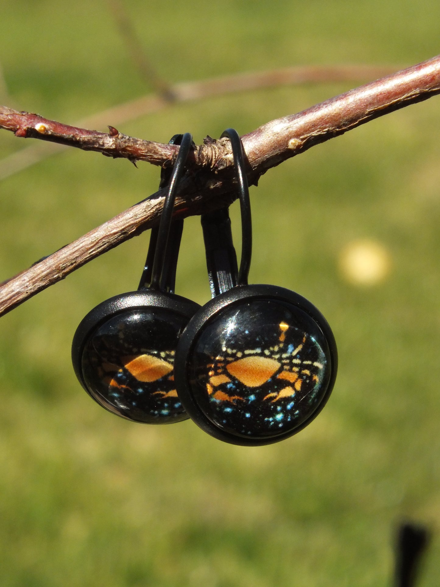 Cancer Black Cabochon Earrings