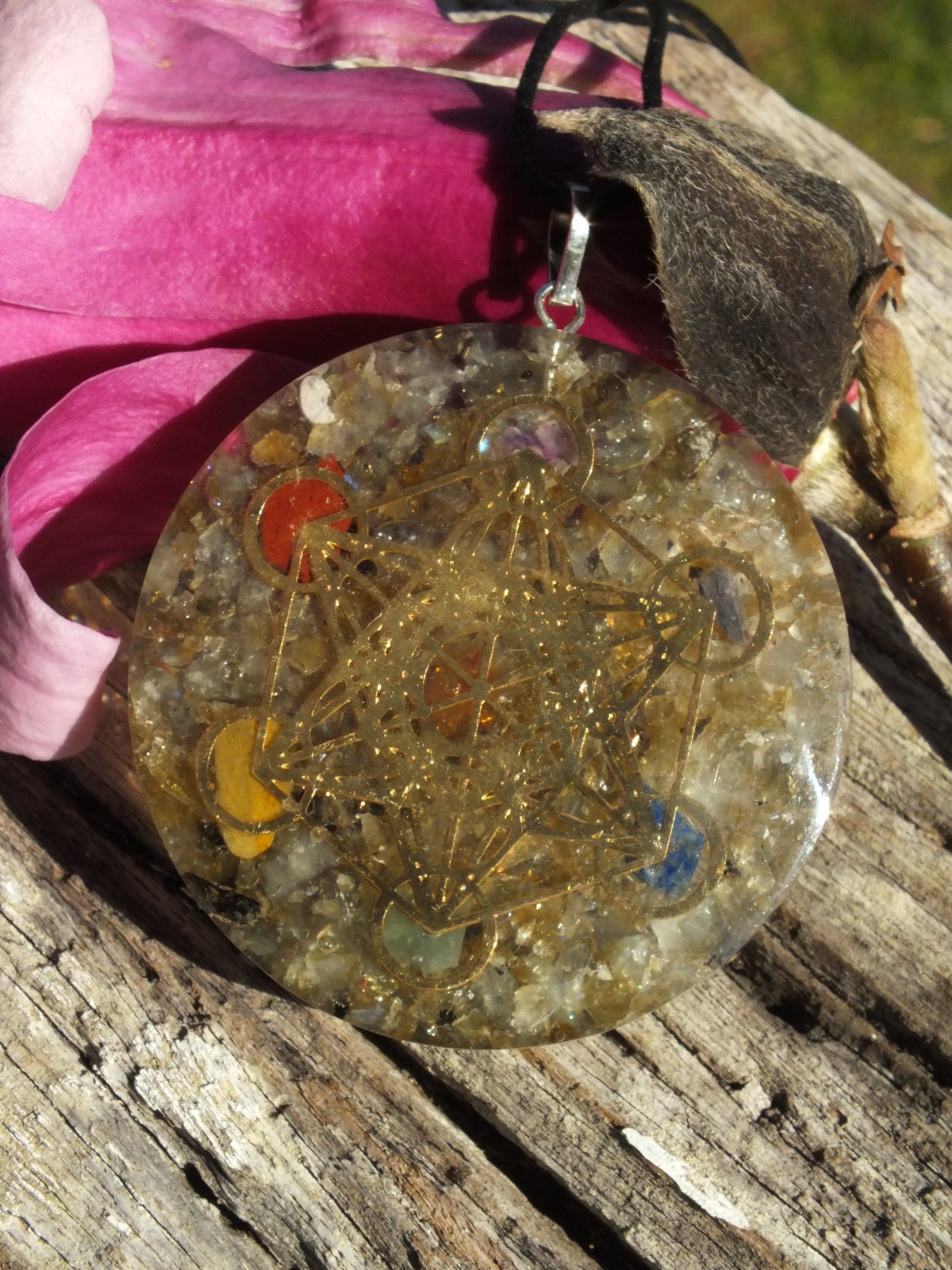 Chakra Labradorite with Metatron Cube Orgonite Necklace