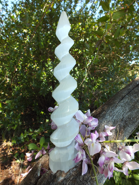 Selenite "Unicorn Horn" Spiral (Extra Large)