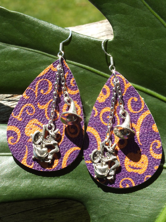 Halloween Leather & Chain Witch Earrings