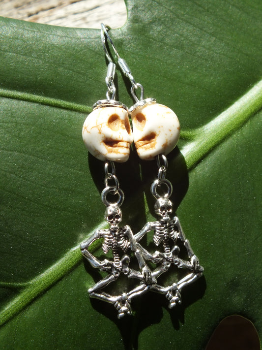 Howlite Skull & Skeleton Earrings