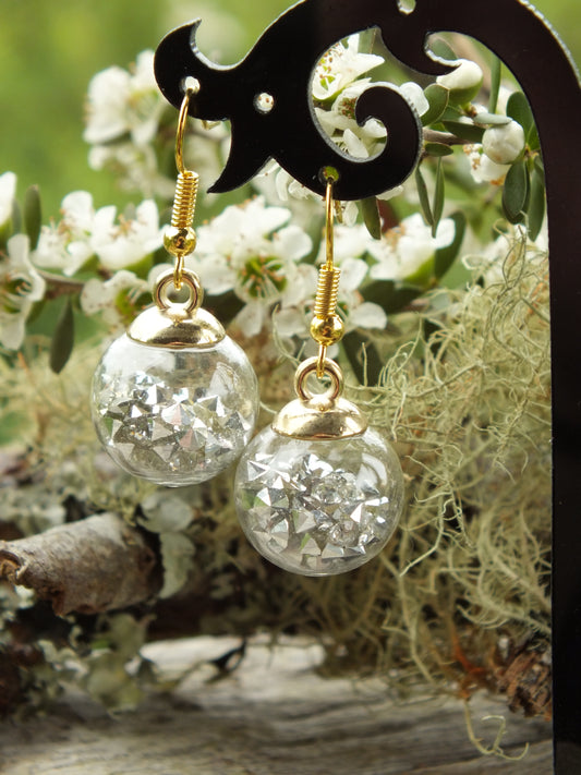 Silver Crystal Diamante Bauble Earrings