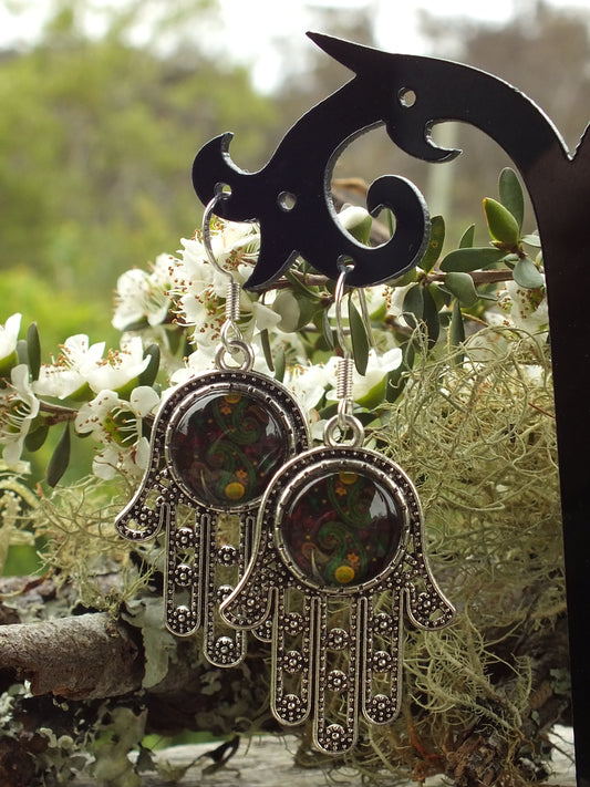 Paisley Hand Of Hamsa Earrings