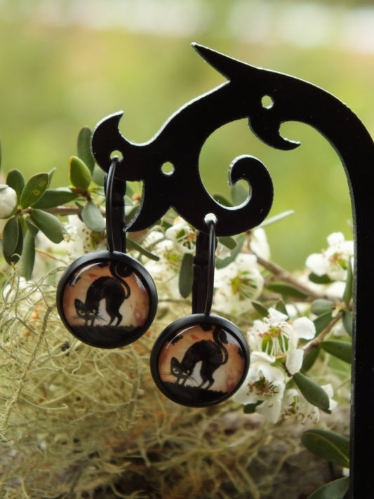 Scaredy-Cat Cabochon Earrings