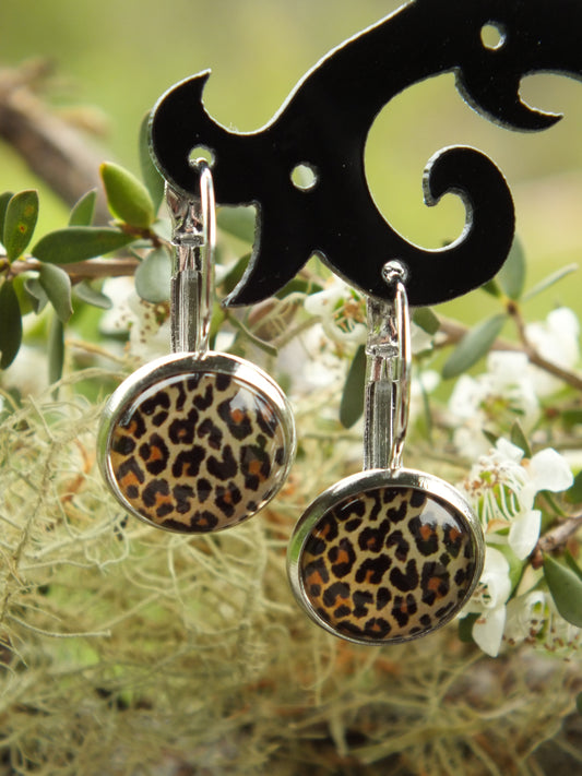 Leopard Print Cabochon Earrings