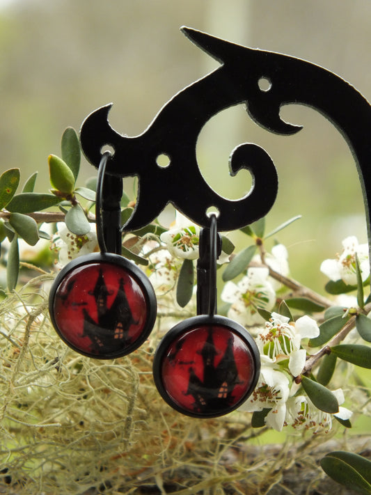 Haunted House Cabochon Earrings