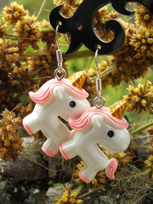 Pink Unicorn Earrings